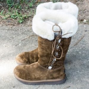 UGG Suede Boots with Sheepskin Faux Fur Ladies